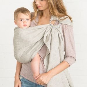 Sakura Bloom Linen Ring Sling. Grey with aluminum ring.